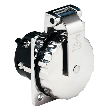 Marinco 6373EL 50Amp 125/250V Stainless Steel Inlet w/o Rear Safety Enclosure 6373EL